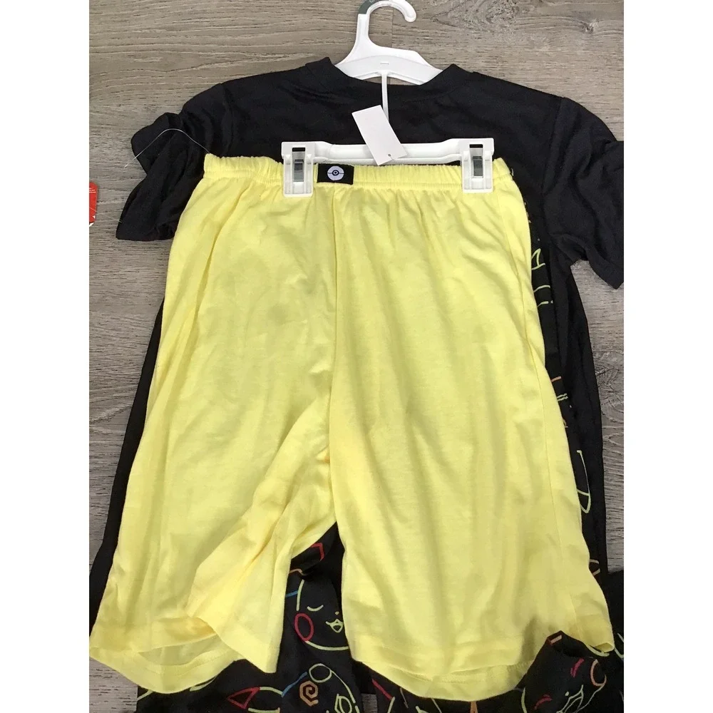 Pokemon Pajamas Kids Black Yellow Pikachu Youth 8/10 M 3 Piece PJ Set Boys NEW